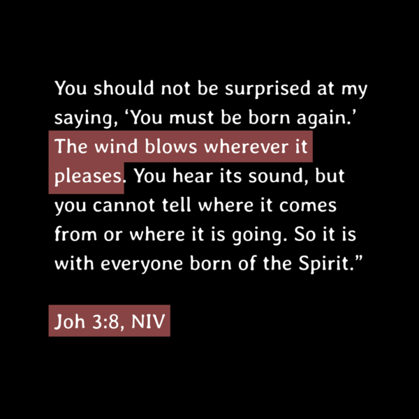 "the wind blows wherever it pleases"